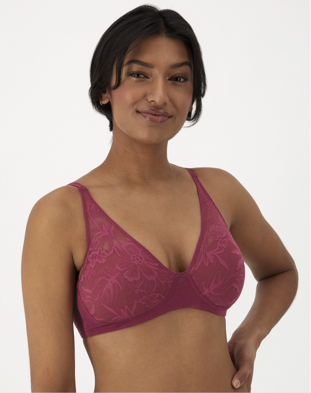 Bali Women Breathe Wireless T-Shirt Bra Deep Cerise Size S